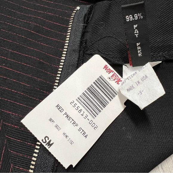 NWT vintage Black red pinstripe bondage skirt Super Low Fat for hot topic sz S - Picture 5 of 10